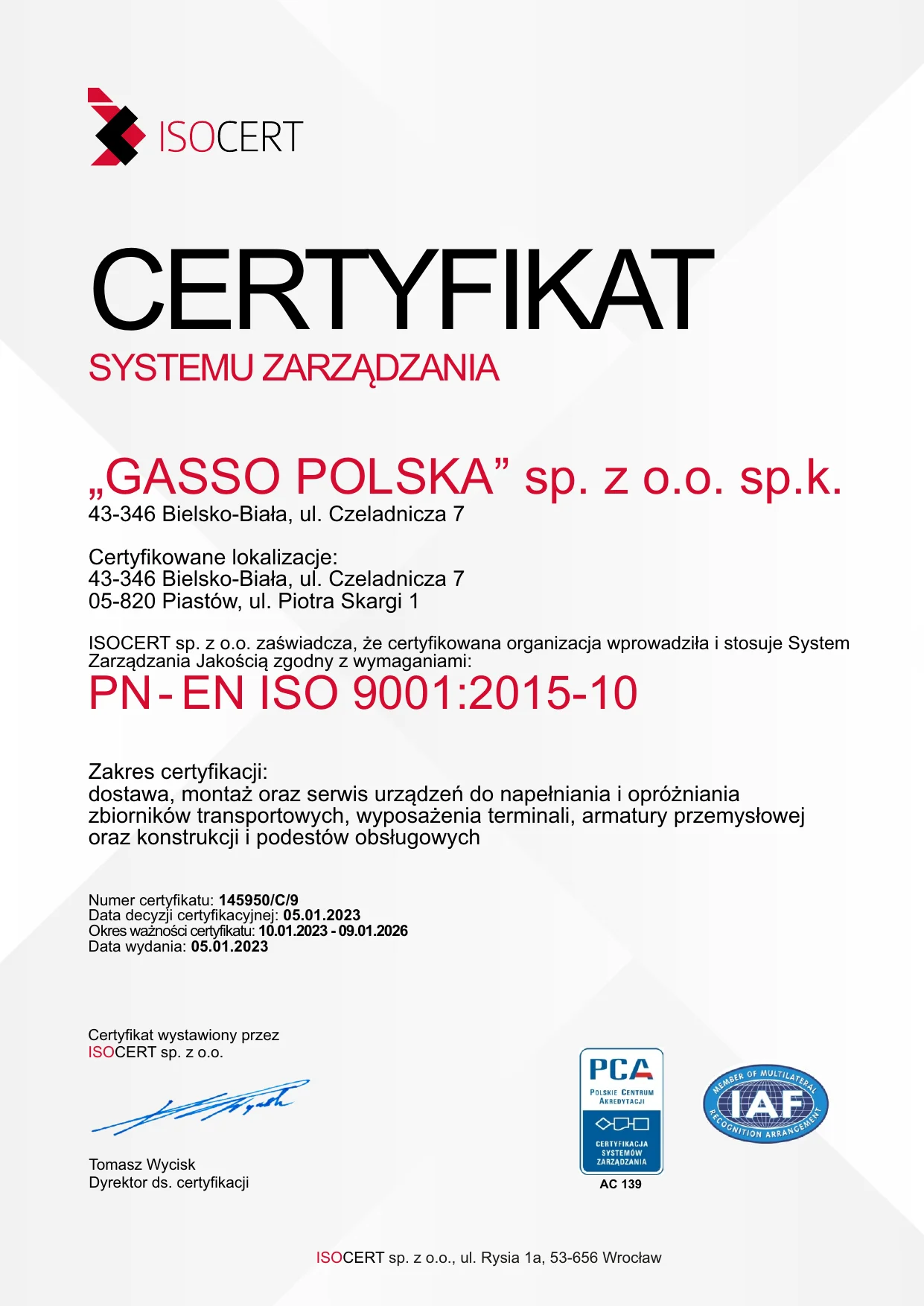 Miniaturka Certyfikat ISO 9001